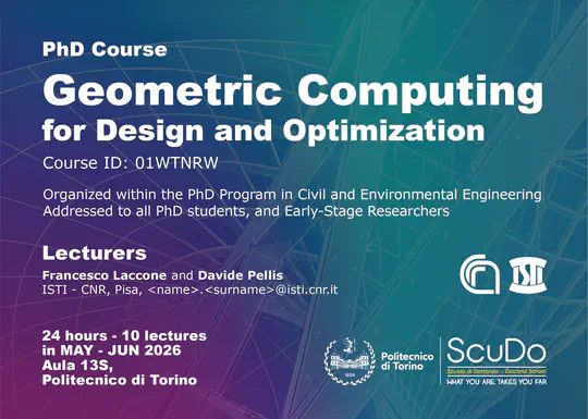 New PhD Course on Geometric Computing for Design and Optimization